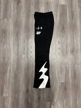 Cargar imagen en el visor de la galería, A.B.P. Lightning Bolt Stacked Sweats (Black)