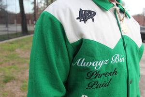 Money Green Byron Collar Varsity Jacket