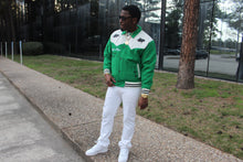 Load image into Gallery viewer, Money Green Byron Collar Varsity Jacket