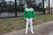 Load image into Gallery viewer, Money Green Byron Collar Varsity Jacket